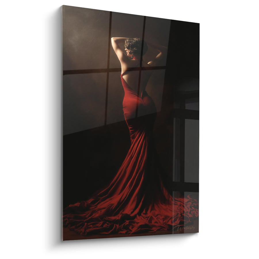 Tableau Robe rouge sirène dos dénudé - Grâce nocturne - Edition Danse espagnole