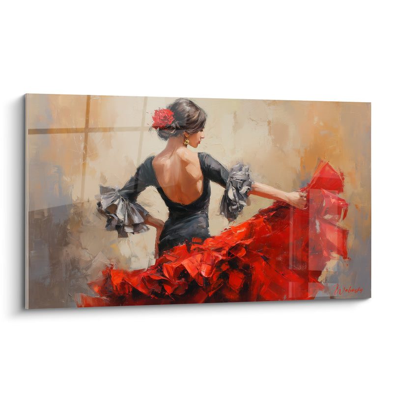Tableau Danseuse rouge et noire en pleine tournoiement - Élan flamboyant - Edition Danse espagnole