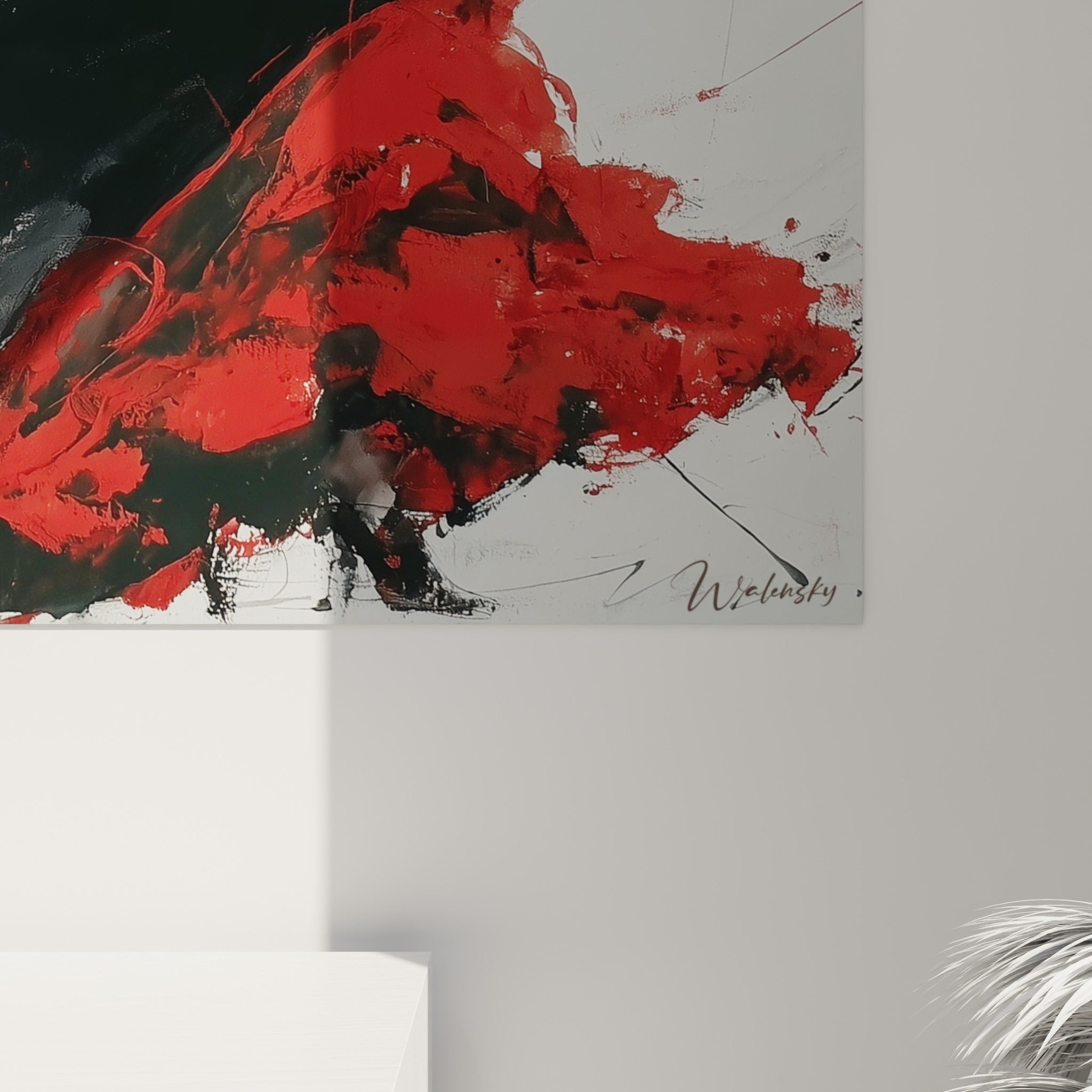 Coulures rouges et noires se mêlant en gros grain sur la toile de cette danseuse espagnole