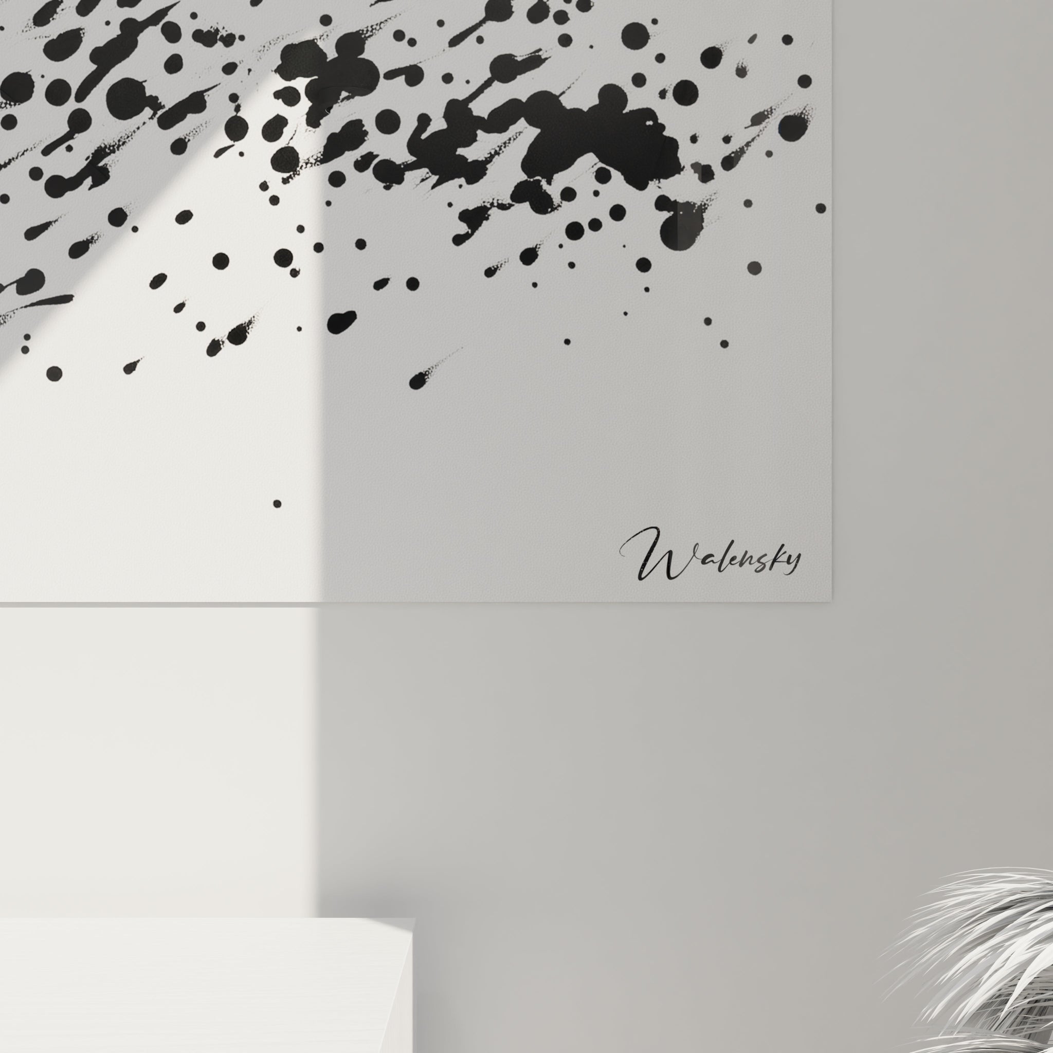 Tableau tacheté noir et blanc de Walensky avec des éclaboussures artistiques modernes