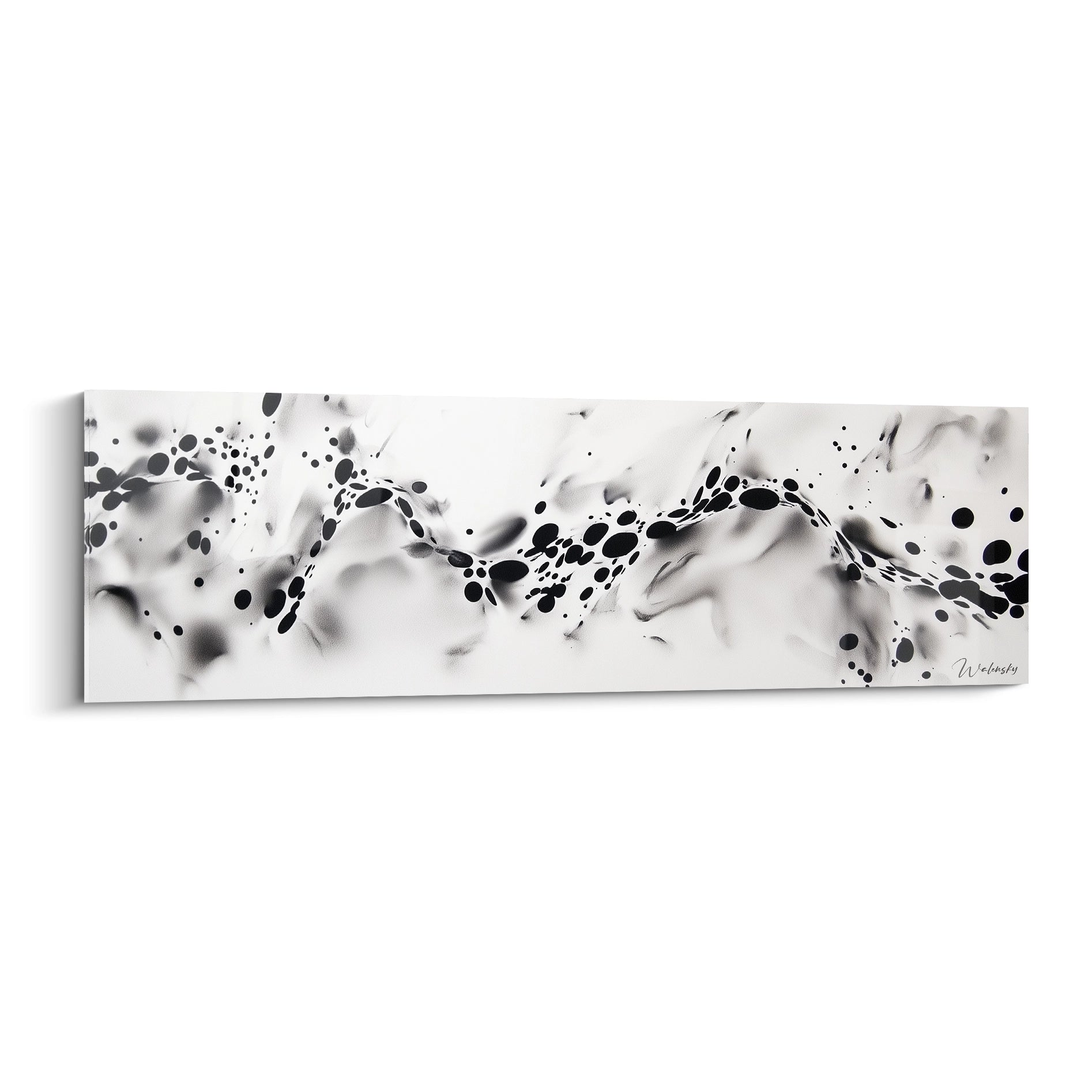 Tableau tacheté noir et blanc de Walensky, parfait pour ajouter une touche moderne à votre décoration intérieure