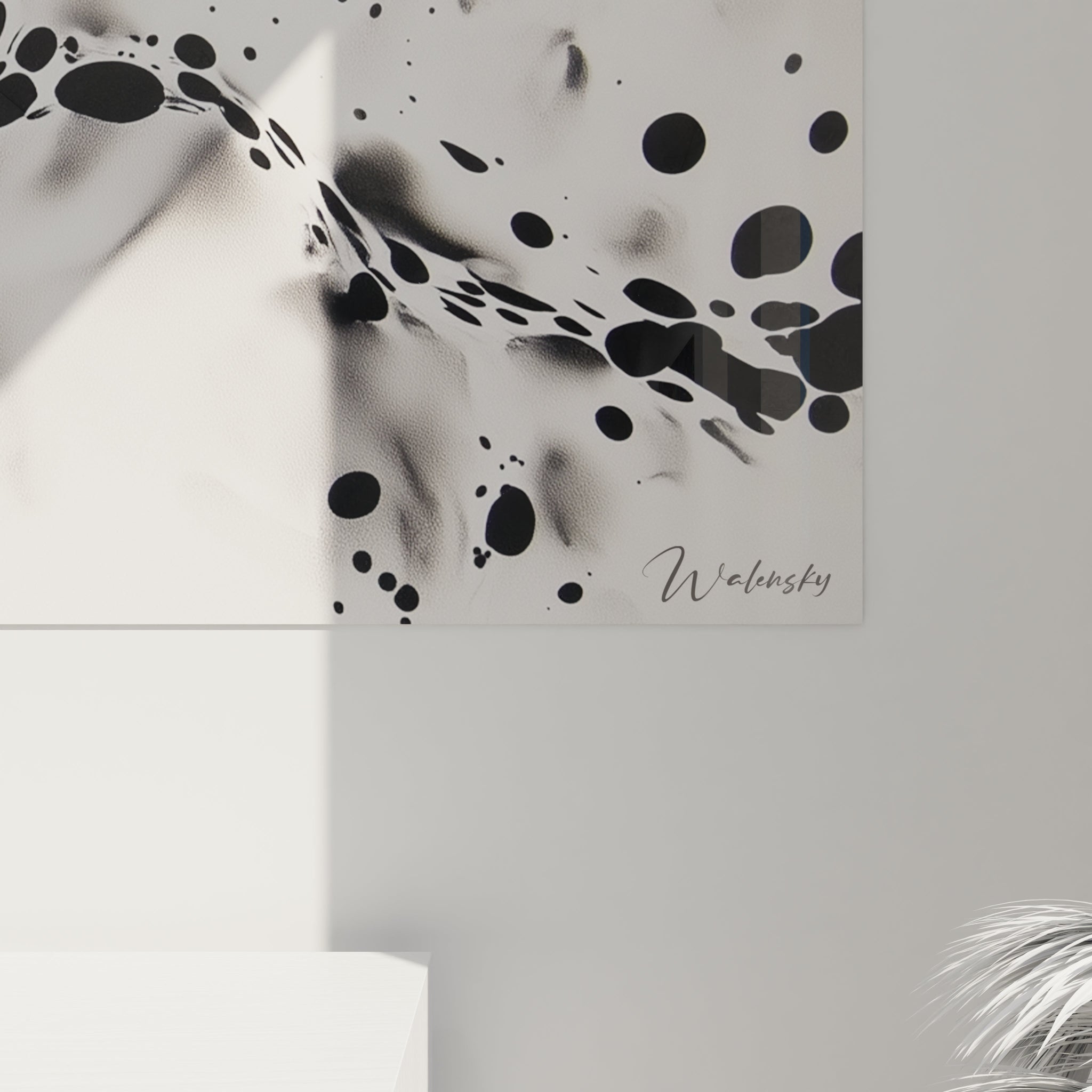 Tableau tacheté noir et blanc de Walensky avec des motifs artistiques modernes