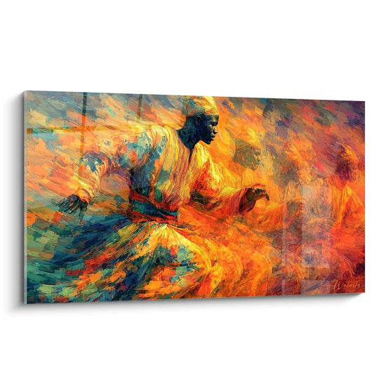 Contemporary African dance wall art by Walensky, featuring vibrant colors and dynamic movement