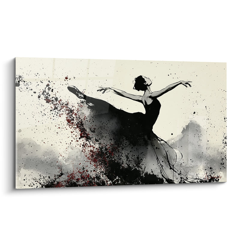 Tableau Danseuse noire aux éclats bordeaux - Envol fulgurant - Edition Danseuse abstrait
