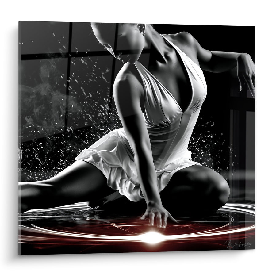 Tableau Danseuse robe blanche éclat lumineux - Onde de lumière - Edition Danseuse abstrait