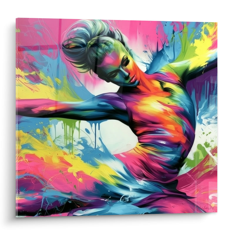 Tableau Danseuse aux bras rose et jaune éclatants - Élan libéré - Edition Danseuse abstrait