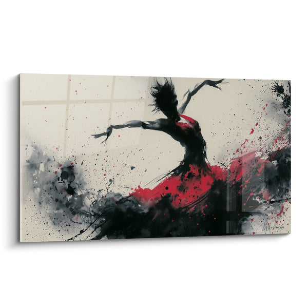 Ballet Dancer Black and Red Ink Giclée Print - Loose Hair in the Wind - Dancer Abstract Edition