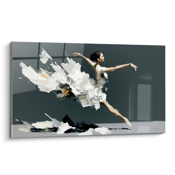 Ballet Ballerina White Tutu Flight Textured Artwork - Aerial Suspension - Abstract Dancer Edition