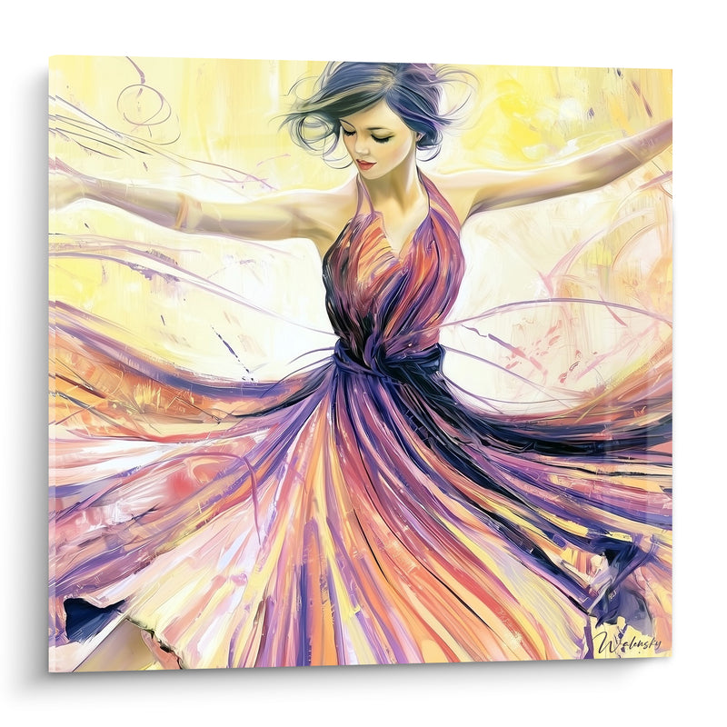 Tableau Danseuse aux jupons violets et dorés - Tourbillon de soie - Edition Danseuse abstrait