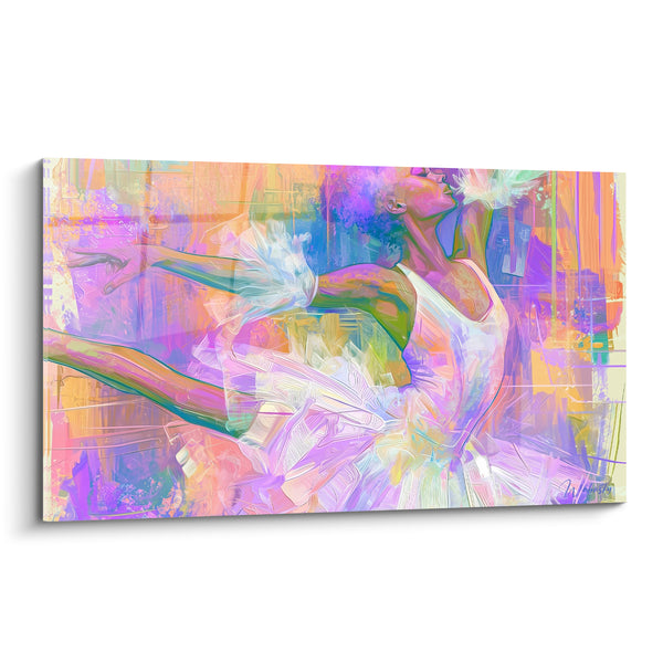 Painting Ballerina Tutu White and Violet Head Tilted - Face Turned to the Sky - Dancer Abstract Edition
