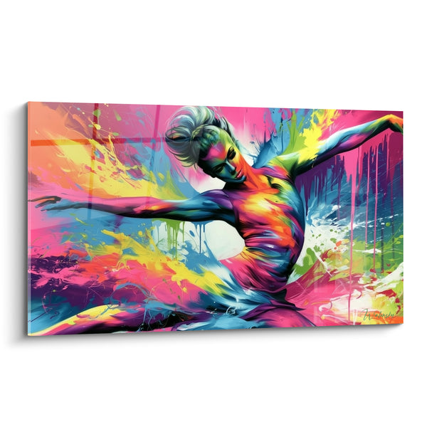 Ballet Dancer with Extended Arms Pink and Turquoise - Vital Impulse - Dancer Abstract Edition