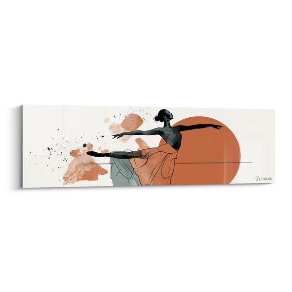 Black and Terracotta Dancer Painting with Large Solar Disk - Fine Horizon Line - Dancer Abstract Edition