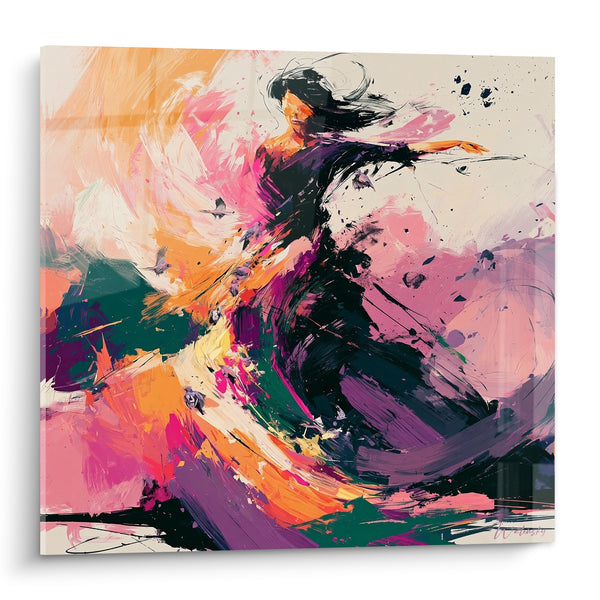 Tableau Danseuse en robe violette et orange vibrant - Tourbillon dansant - Edition Danseuse