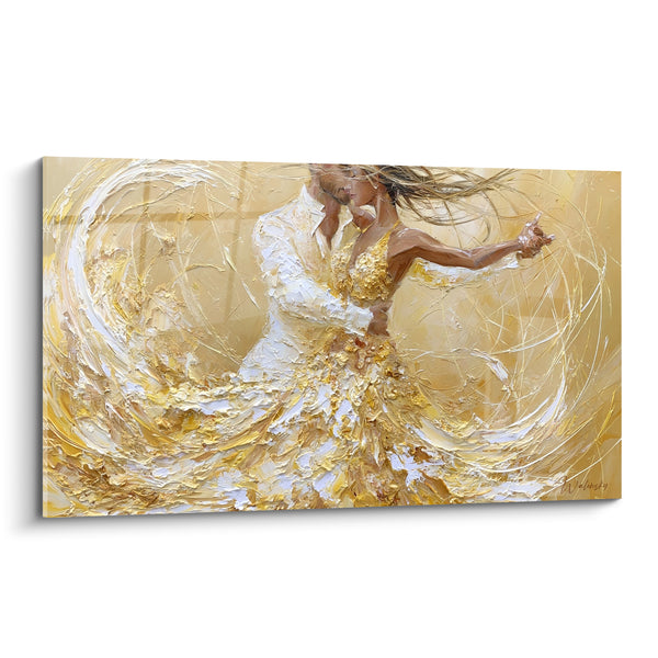 Tableau Danseurs dorés à la robe tourbillonnante - Valse dorée - Edition Danseuse
