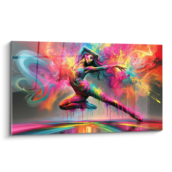 Tableau Danseuse en explosion rose et turquoise - Explosion chorégraphique - Edition Danseuse