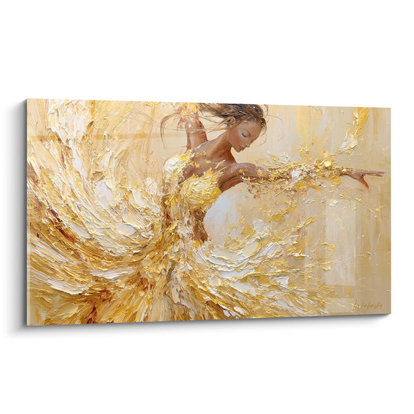 Tableau Danseuse à la robe dorée et blanche - Tourbillon doré - Edition Danseuse