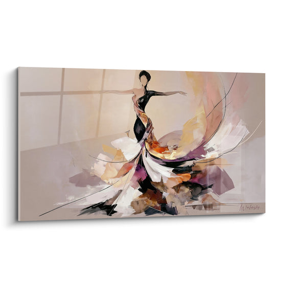 Tableau Danseuse en robe noire et blanche tourbillonnante - Tourbillon de grâce - Edition Danseuse
