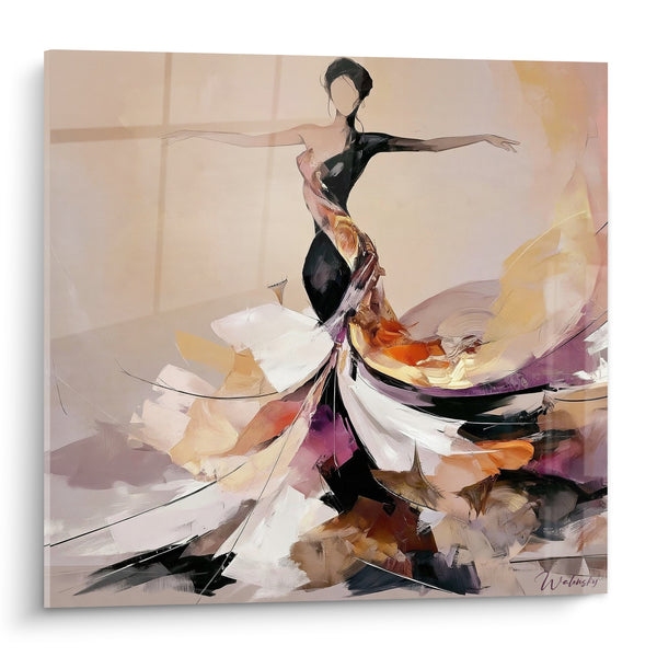 Tableau Danseuse en robe noire et blanche virevoltante - Tourbillon final - Edition Danseuse