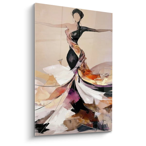 Tableau Danseuse en robe noire et blanche - Envol gracieux - Edition Danseuse