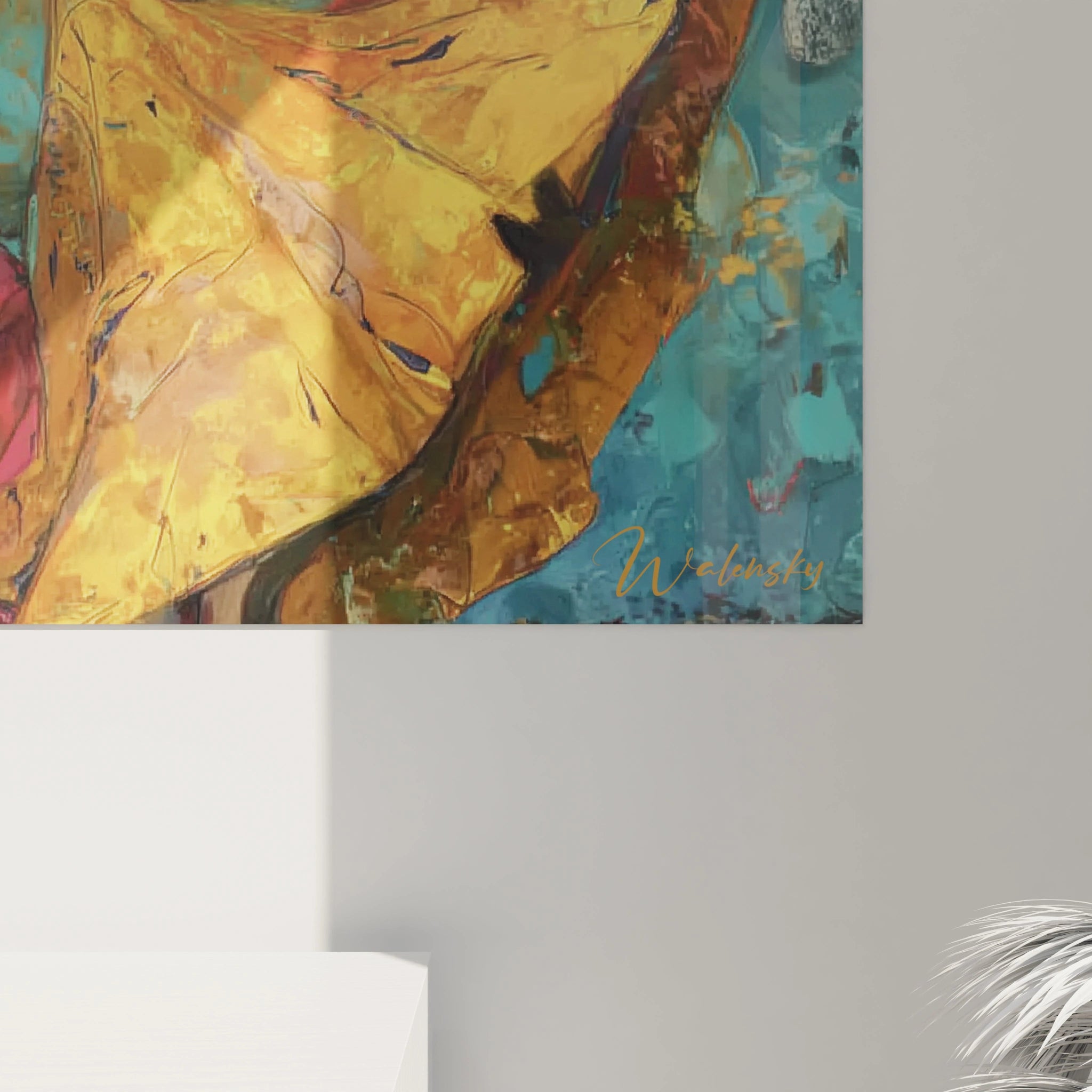 Tableau mural Walensky illustrant une danse africaine avec des couleurs vibrantes et des motifs élégants