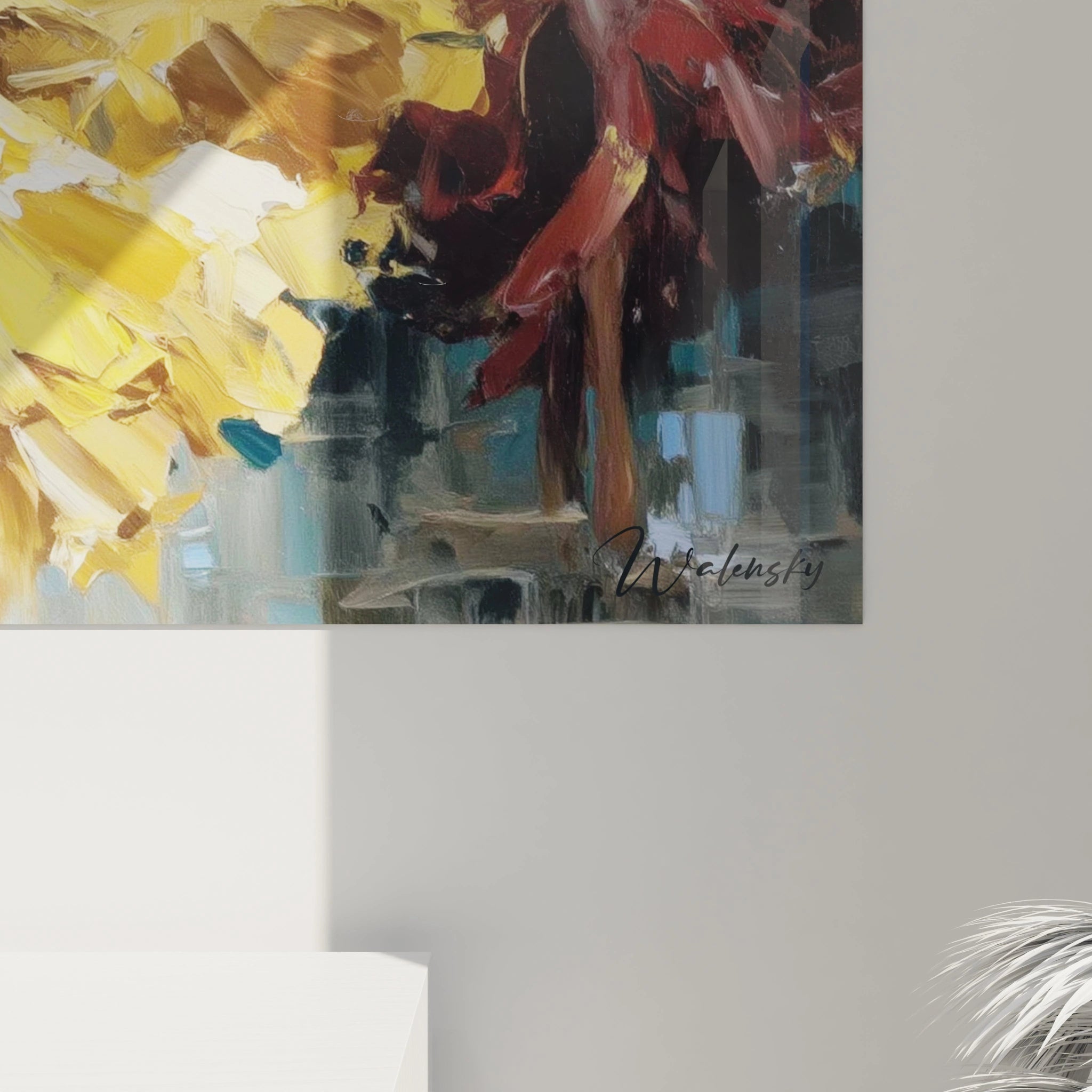 Tableau mural Walensky peinture abstraite aux tons chauds gros plan toile signée tableau danseuses africaines