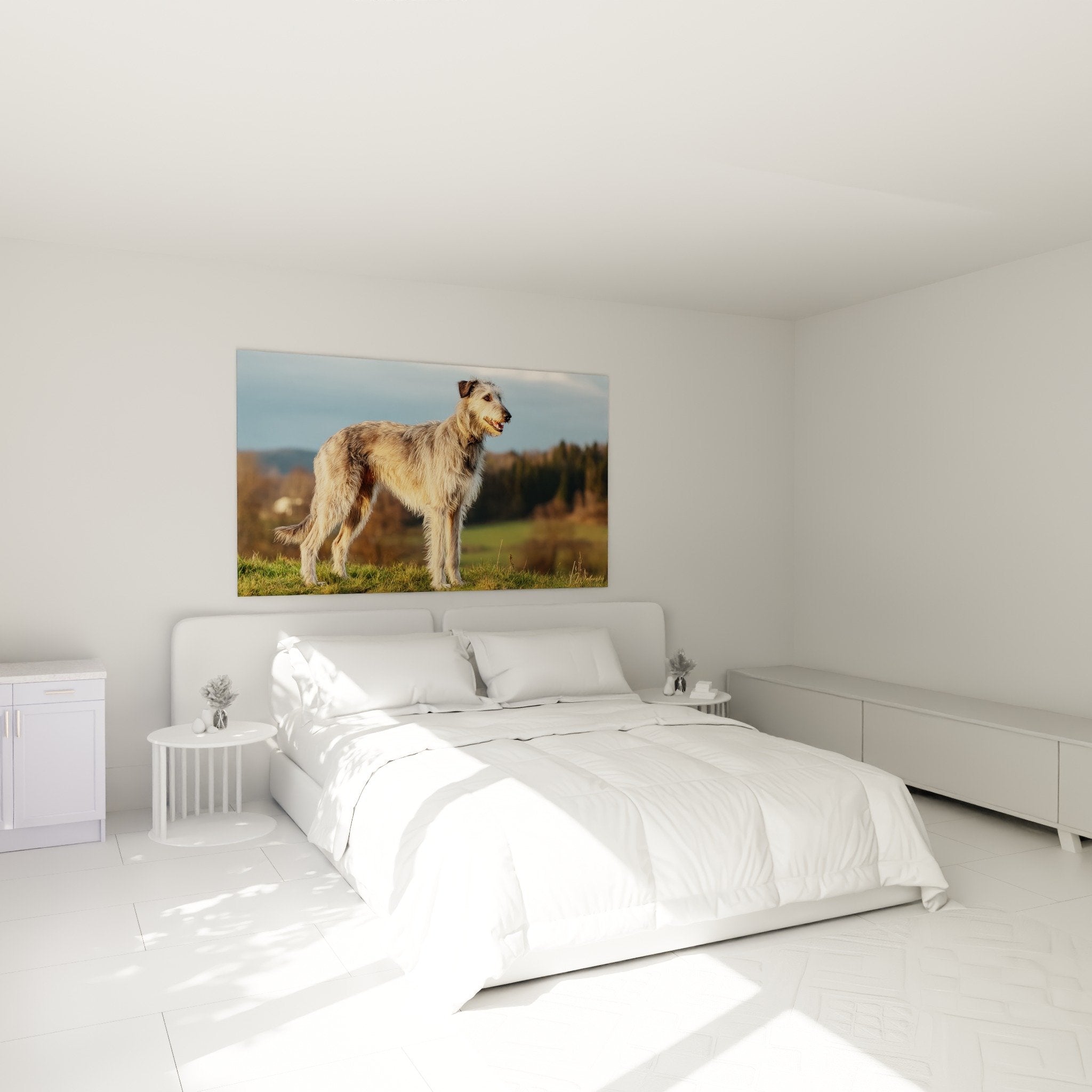 Tableau Deerhound noble silhouette accroche au mur chambre decoration murale lumiere chaleureuse ambiance