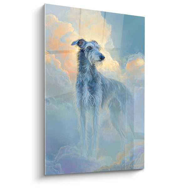 Cuadro Perro en Nubes Doradas Retrato Místico - Reverie Celeste - Edición Deerhound