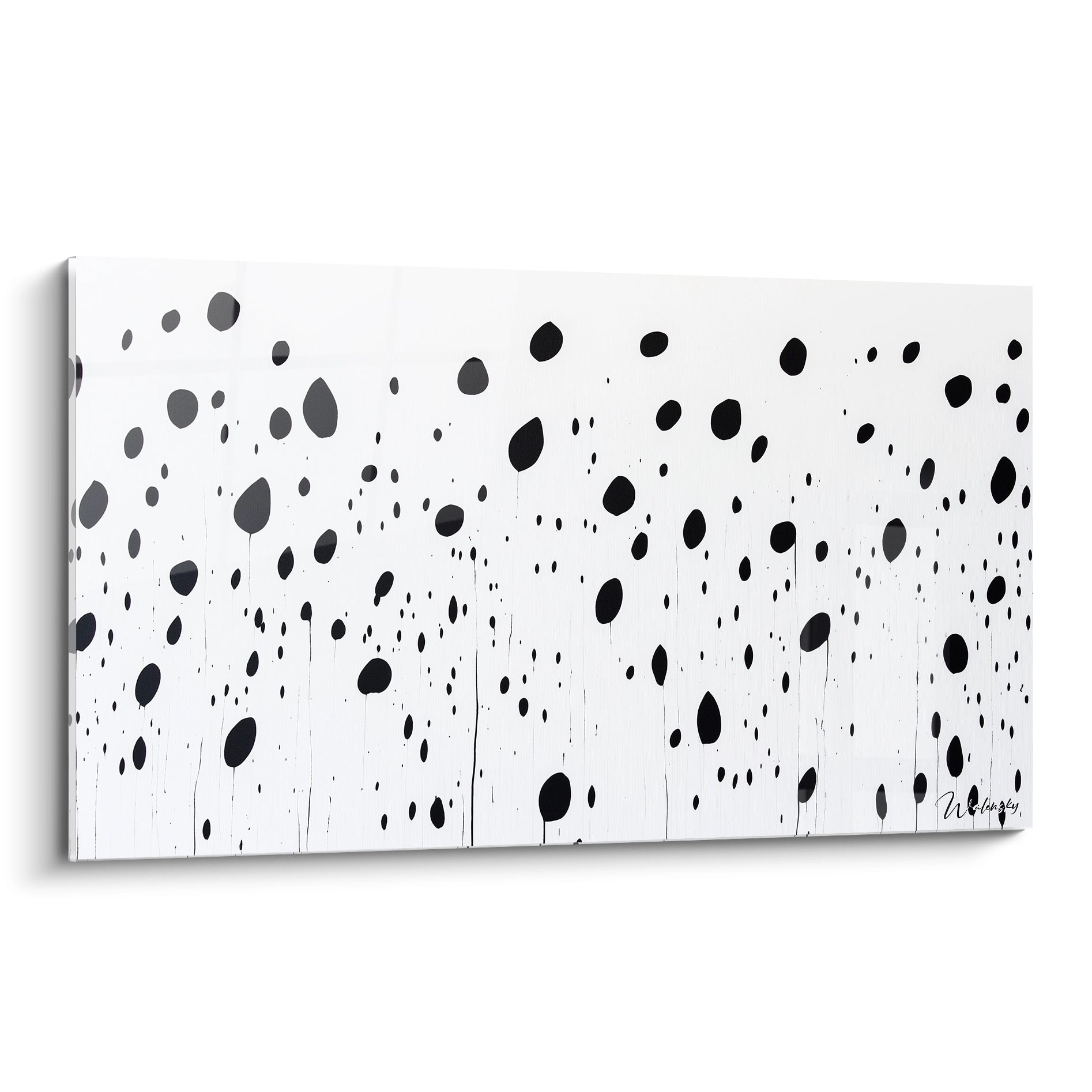 Tableau tacheté noir et blanc de Walensky avec des motifs artistiques modernes