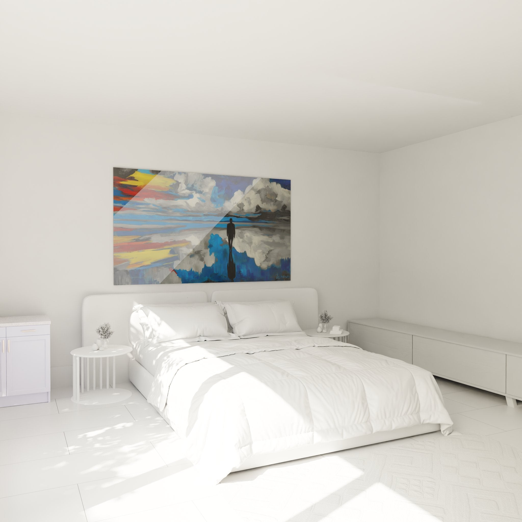Tableau désert silhouette reflets ambiance chambre décoration murale moderne
