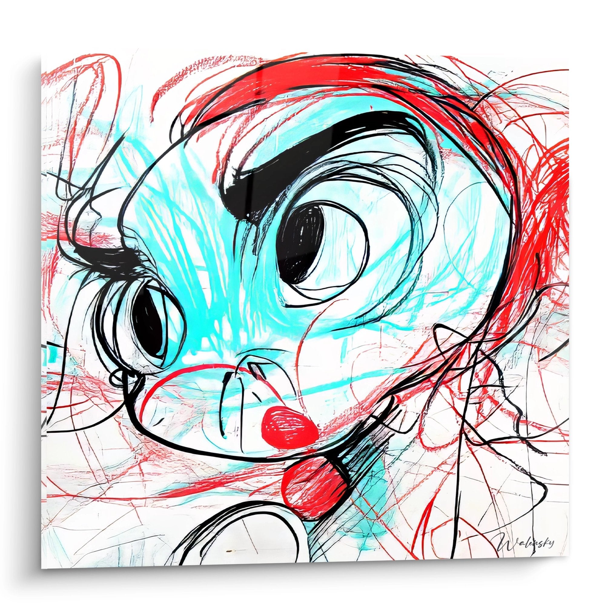 Tableau mural dessin visage expressif coloré style moderne art contemporain