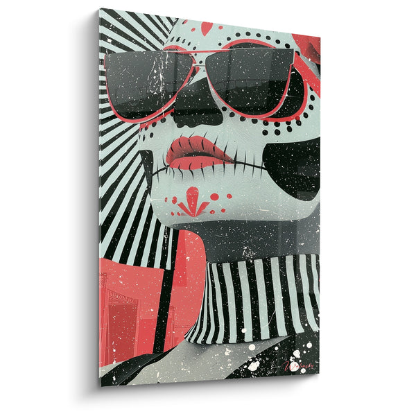 Skull Makeup with Red and Black Sunglasses - Masked Parade - Dia de los Muertos Edition