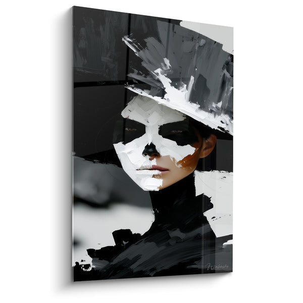 Painting of a Face in Black and White with Impasto - Masked Gaze - Dia de los Muertos Edition