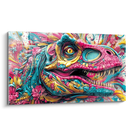 Tableau Dinosaure Psychédélique - Dragon Coloré - édition Dinosaure