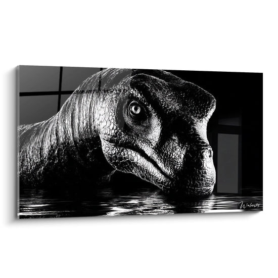 Theropoden-Dinosaurier Gemälde - Raubtier der dunklen Gewässer - Mokele-mbembe Edition