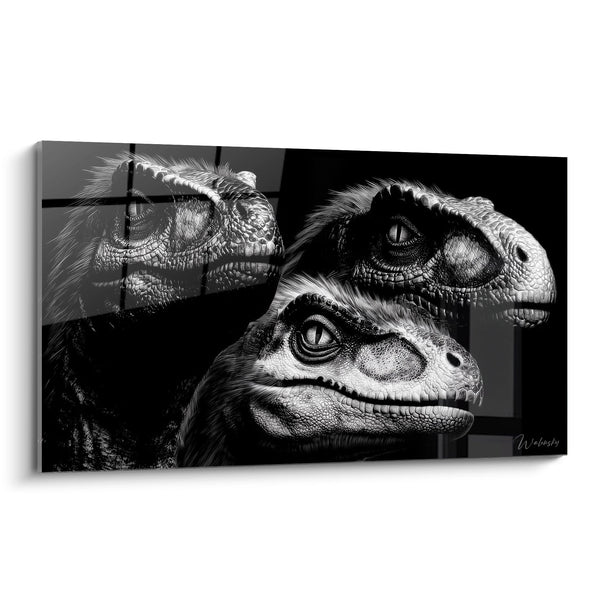Tableau Trois Dinosaures Rapaces - Portrait Captivant - édition Dinosaure