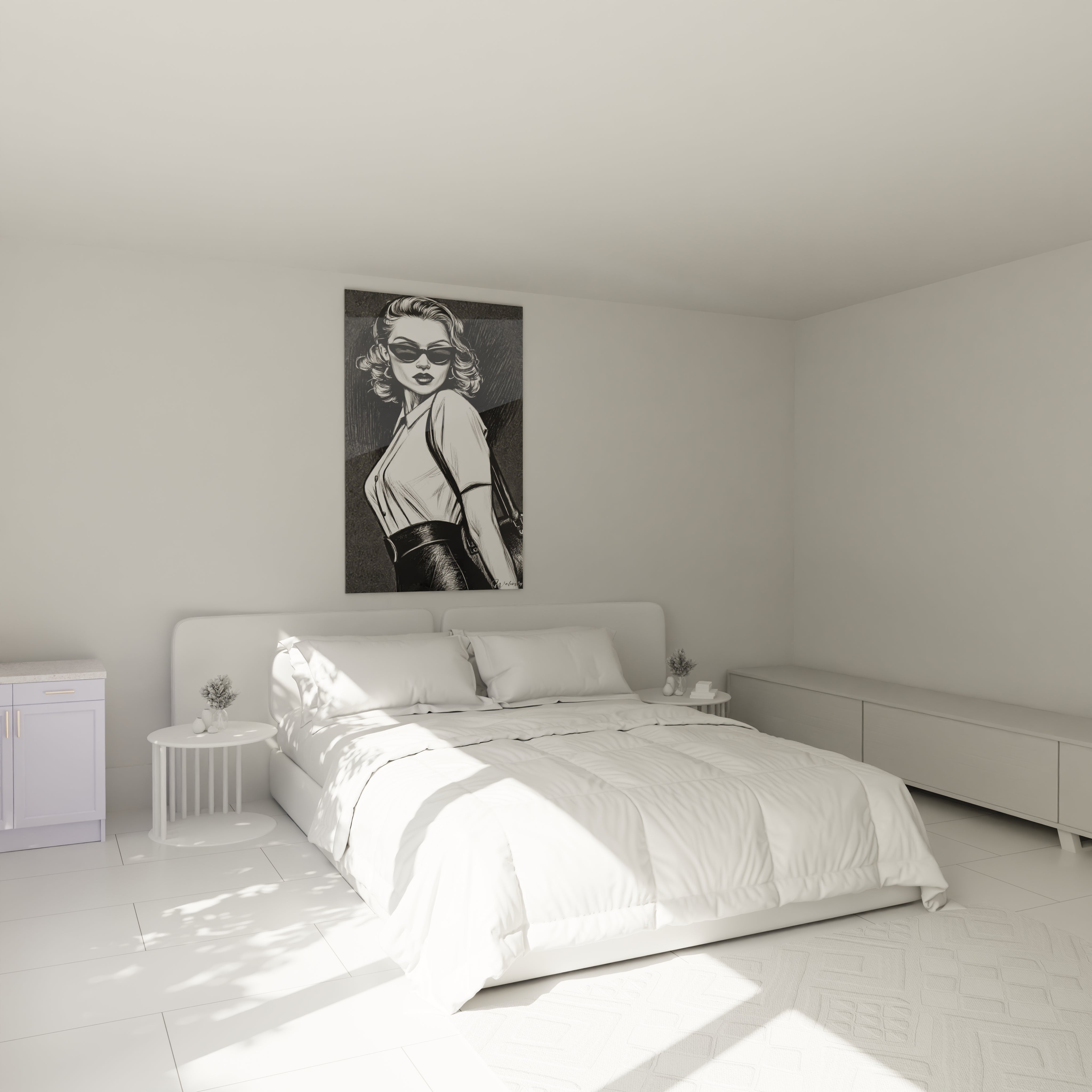 Tableau mural diva vintage de Walensky élégamment décorant une chambre moderne