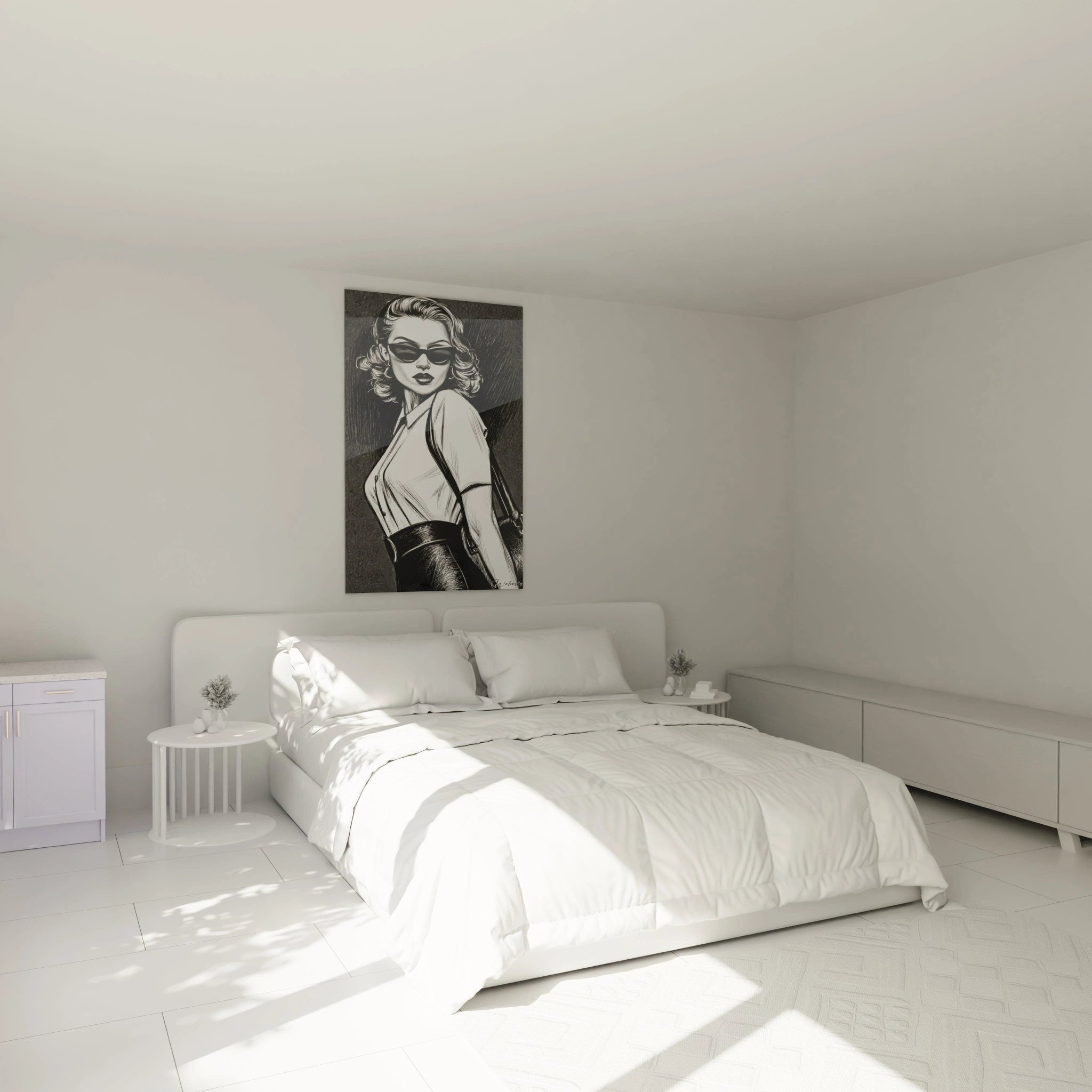Tableau mural diva vintage de Walensky élégamment décorant une chambre moderne