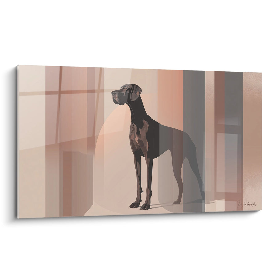 Tableau Dogue Allemand Noir Géométrique - Élégance Contemporaine - Edition Dogue Allemand