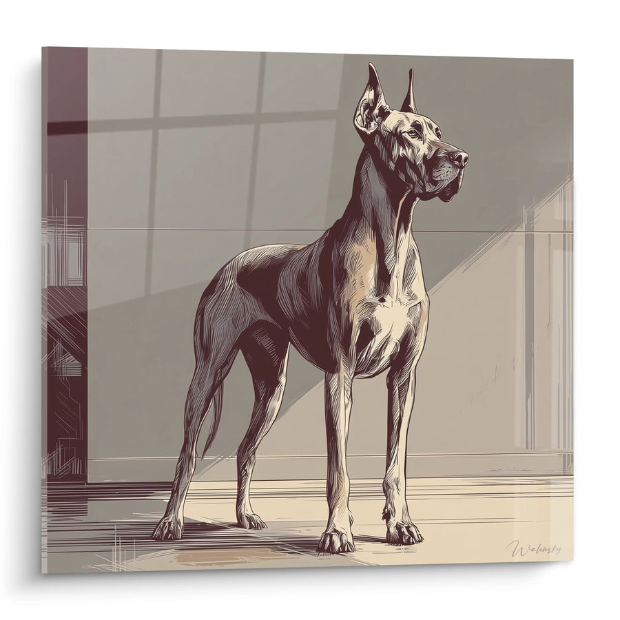 Tableau Dogue Allemand Noir et Beige Portrait Noble - Majesté Canine - Edition Dogue Allemand