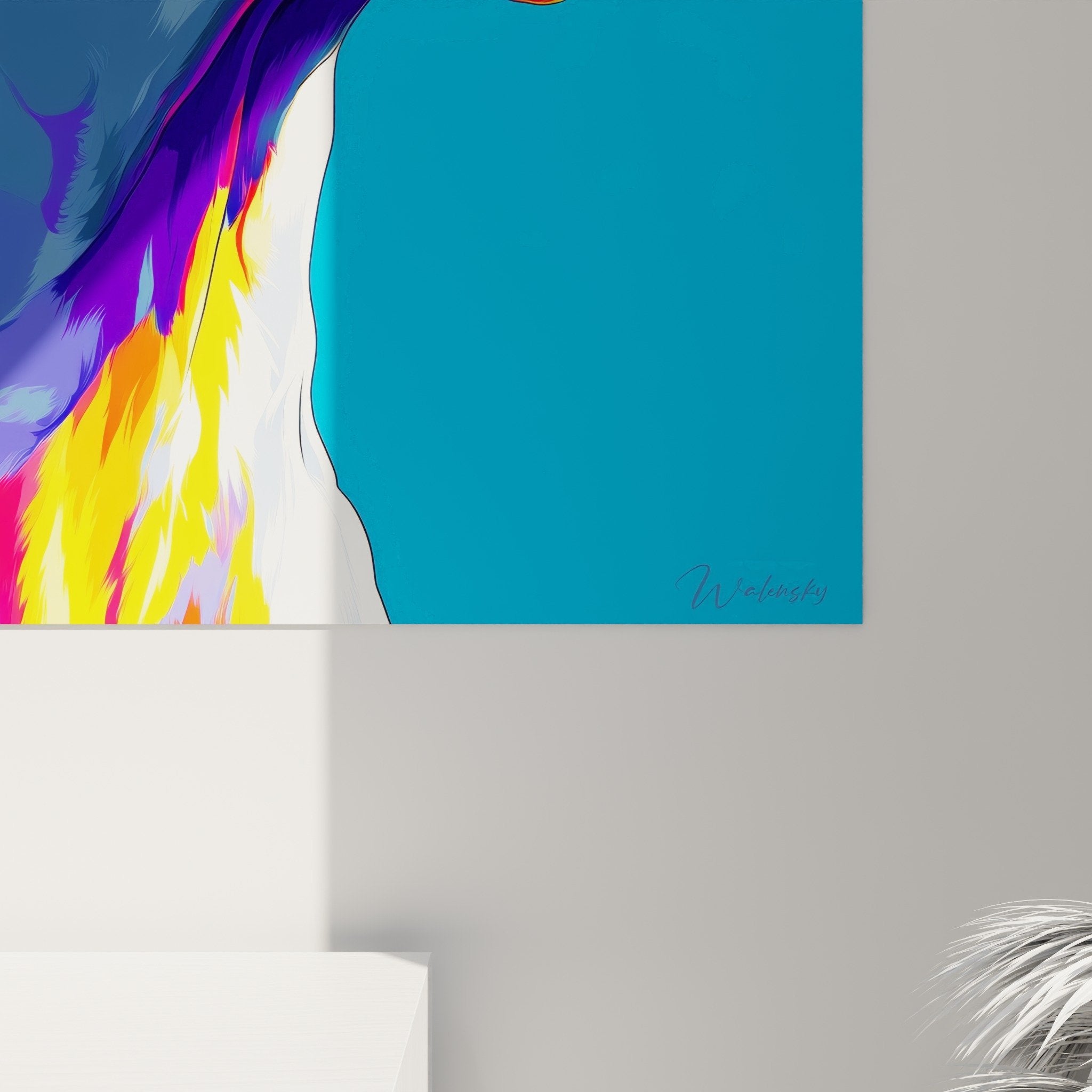 Vue ensemble tableau Dogue Argentin coloré dans intérieur moderne décoration murale art contemporain animalier