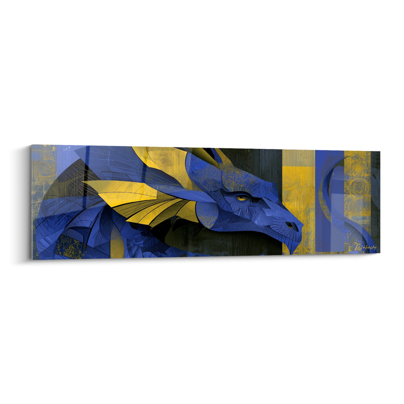 Tableau Dragon bleu et doré aux motifs géométriques - Vigilance légendaire - Edition Dragon