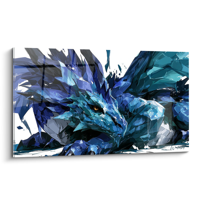 Tableau Dragon de cristal bleu et turquoise - Vigile de glace - Edition Dragon