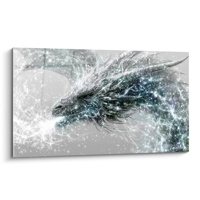 Tableau Tête stellaire aux étincelles blanches et grises - Souffle des étoiles - Edition Dragon