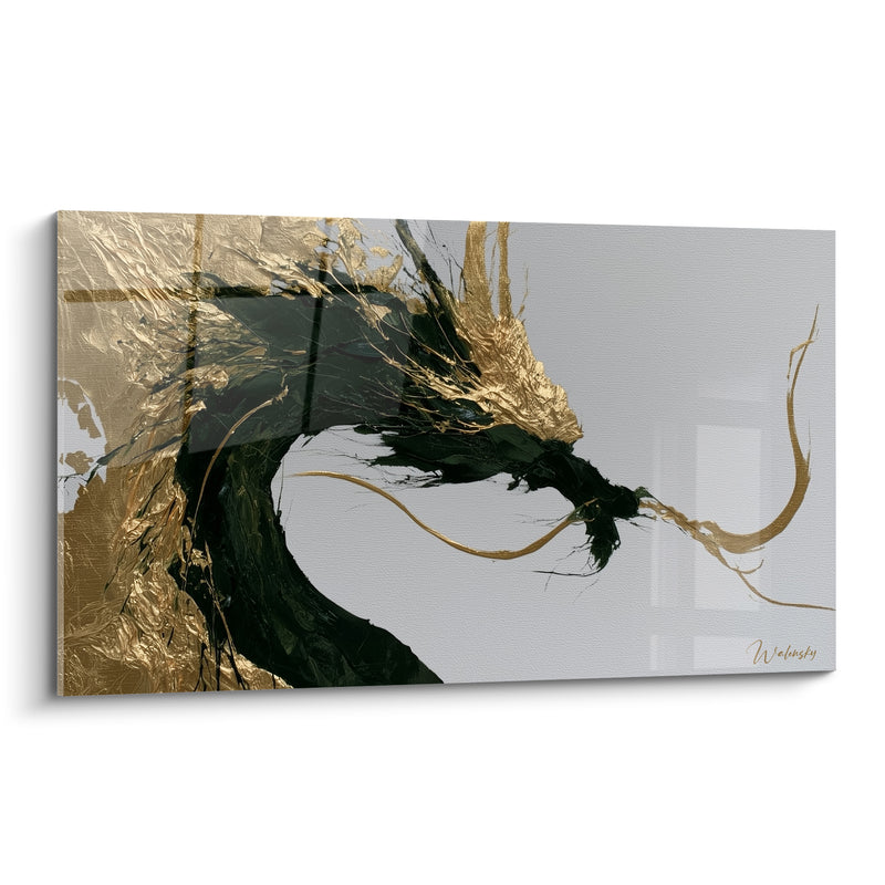 Tableau Tête noire et dorée aux longues moustaches filiformes - Fond gris clair - Edition Dragon