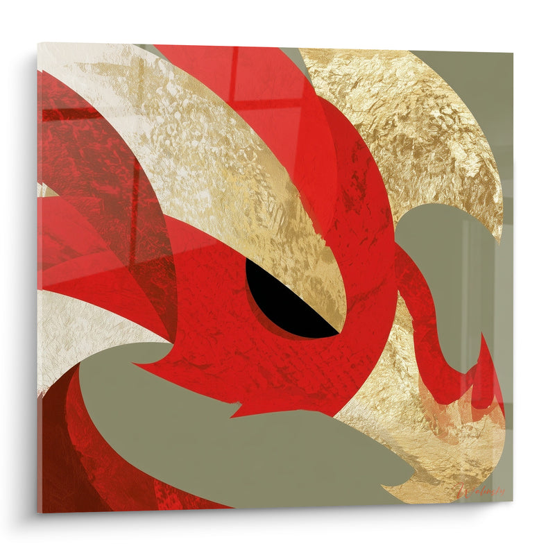 Tableau Dragon rouge et doré à l'œil noir - Vigilance ancestrale - Edition Dragon