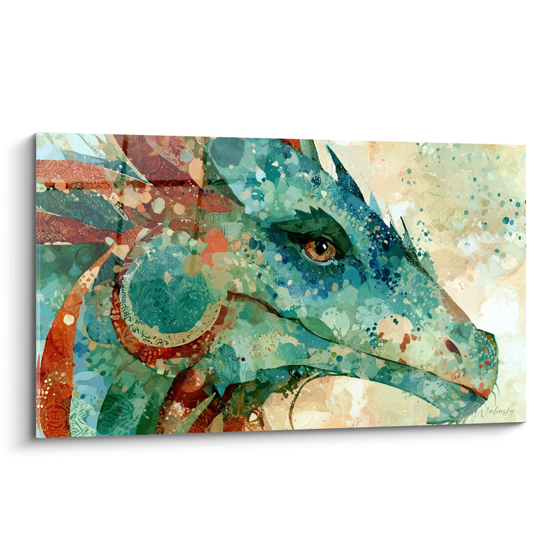 Tableau Dragon turquoise aux écailles terracotta - Éveil ancestral - Edition Dragon