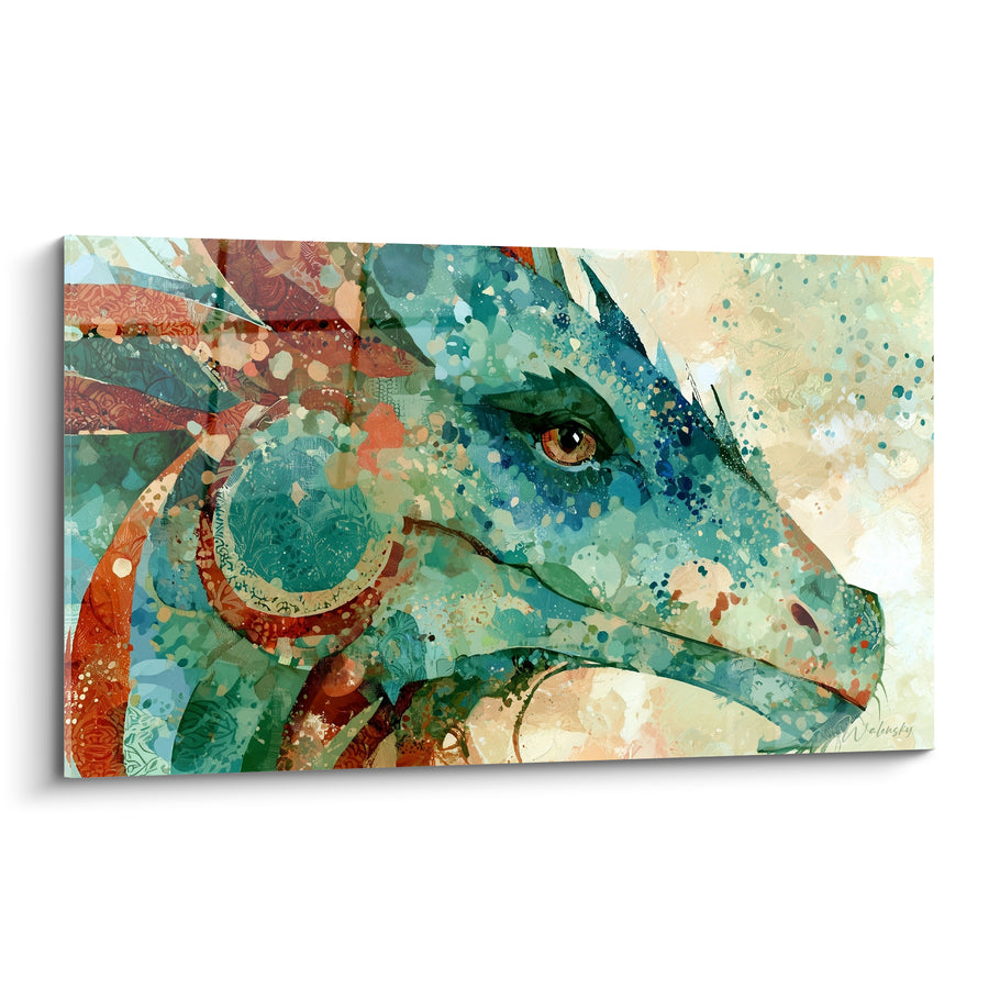Tableau Dragon turquoise aux écailles terracotta - Éveil ancestral - Edition Dragon
