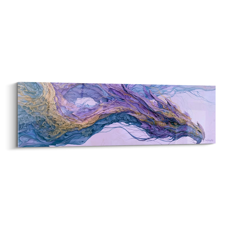 Tableau Dragon violet aux reflets dorés fluides - Éveil mystique - Edition Dragon