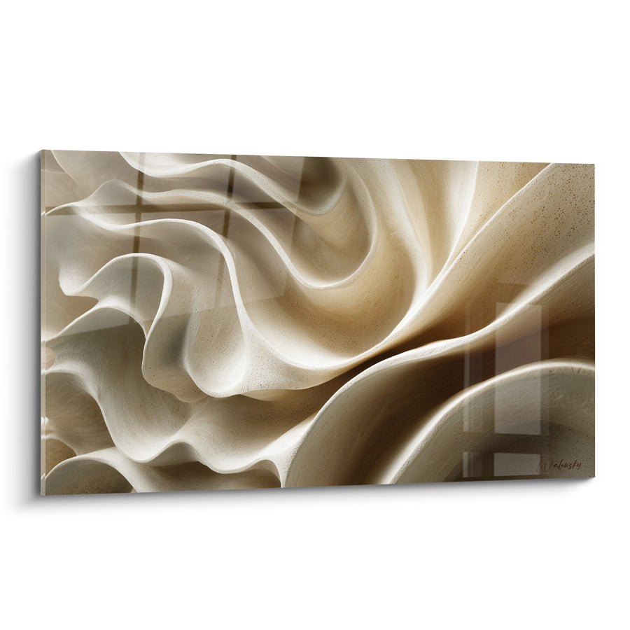 Tableau Drapé Beige et Crème aux Ondulations Sculptées - Harmonie Textile - Edition Feng shui Centre Terre