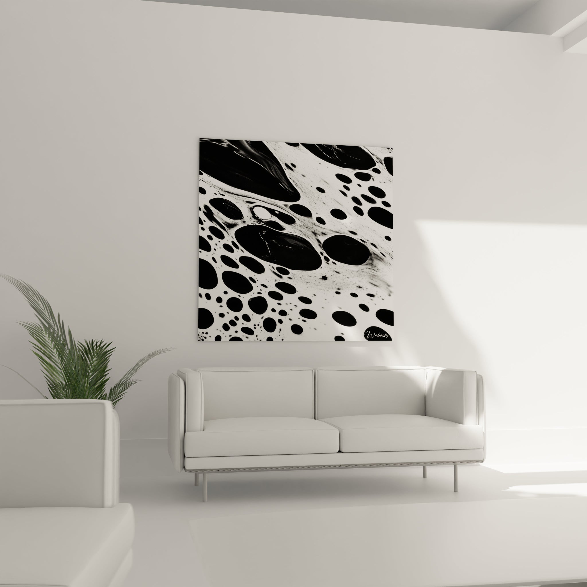 Tableau tacheté noir et blanc de Walensky, parfait pour décorer votre intérieur moderne